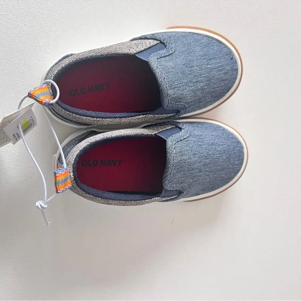 Old Navy Toddler Boy Pull On tab Slip On Chambray Blue Sneakers Sz 6